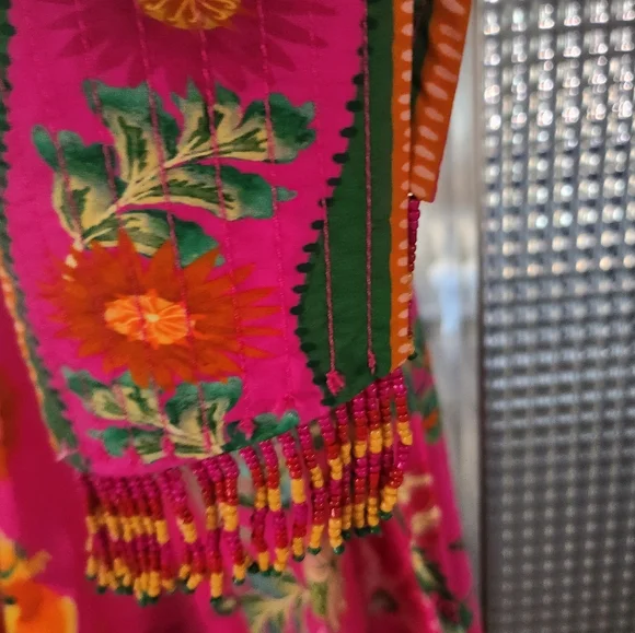 FARM Rio Vibrant Pink Midi Dress with Orange Accents - Picture 10 of 14